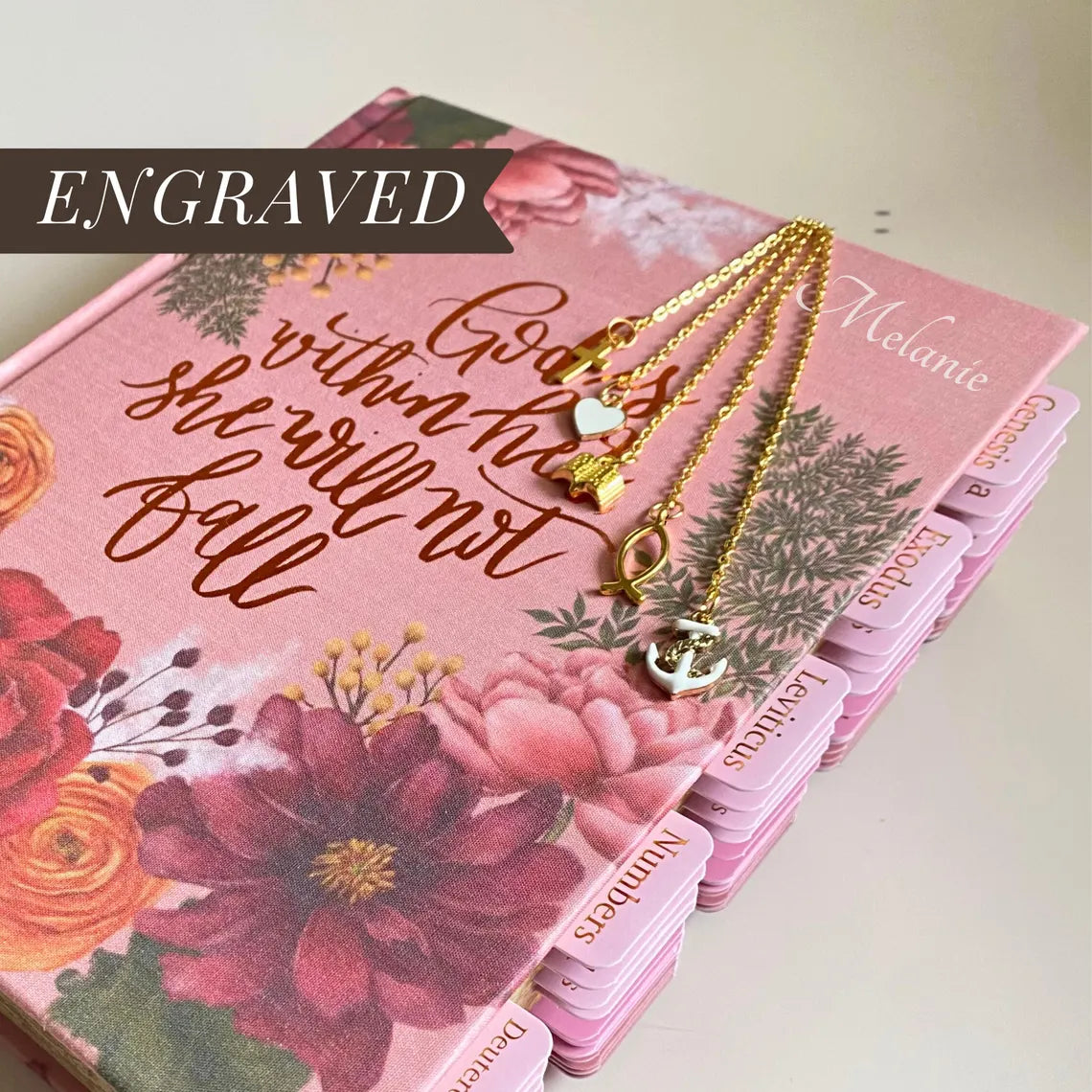 NIV Journaling Bible with Tabs for Women Personalized Note Taking Bible Large Print Pink Bible Study Set Christian Baptism Gift for Daughter