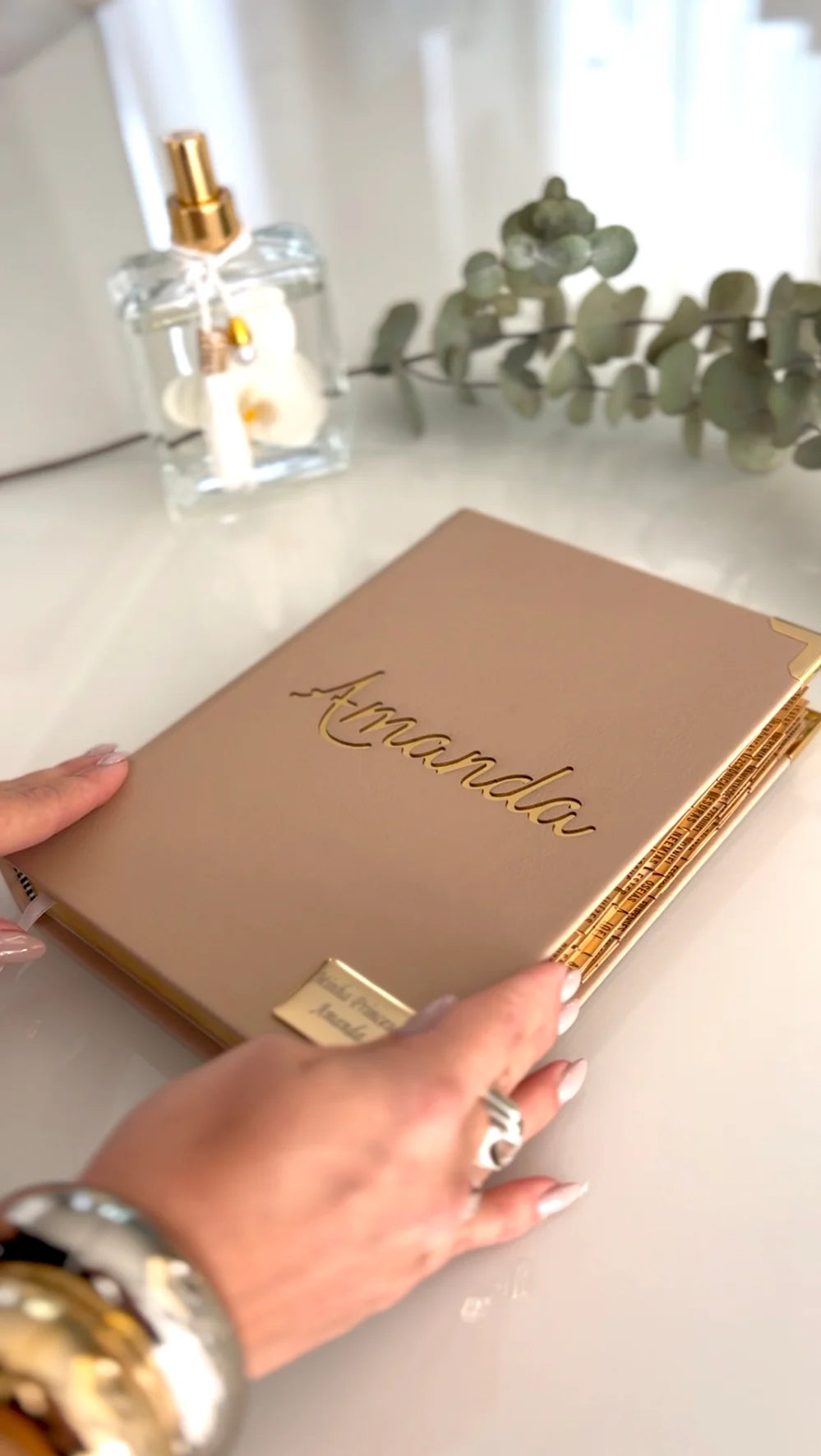 Nude Faux Leather Bible Bundle with Cut-Out Name + Medium Nameplate + Bible Index Tabs