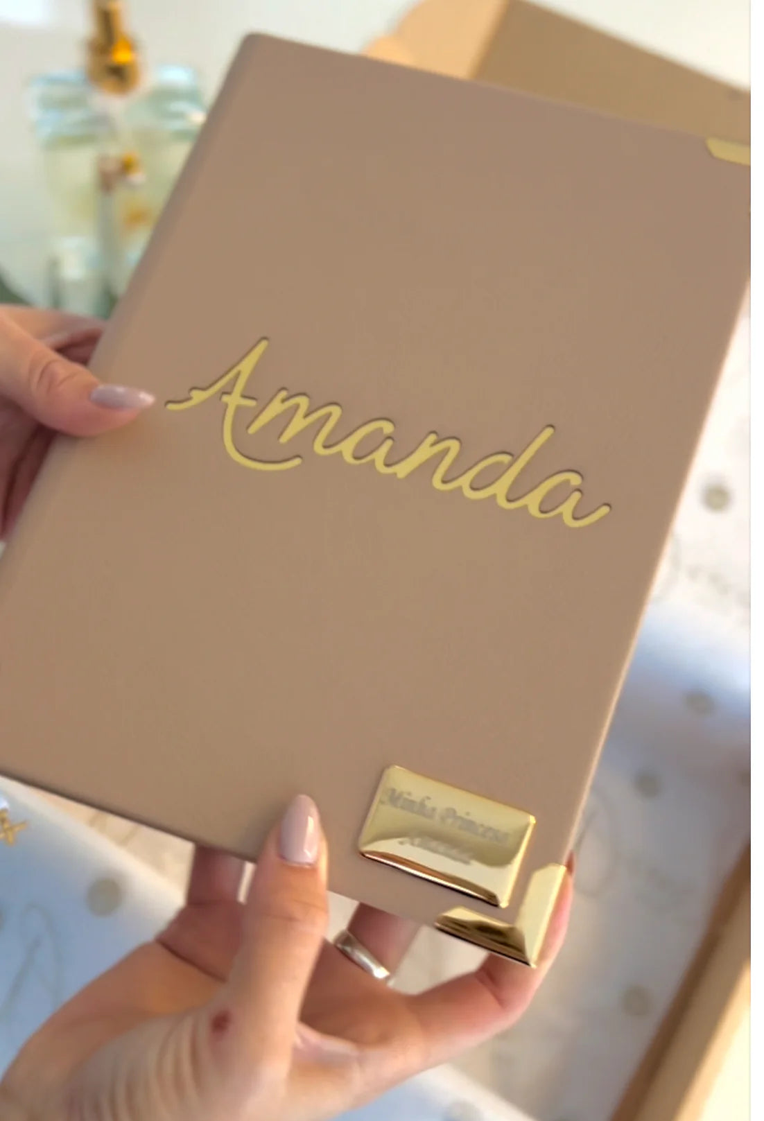 Nude Faux Leather Bible Bundle with Cut-Out Name + Medium Nameplate + Bible Index Tabs